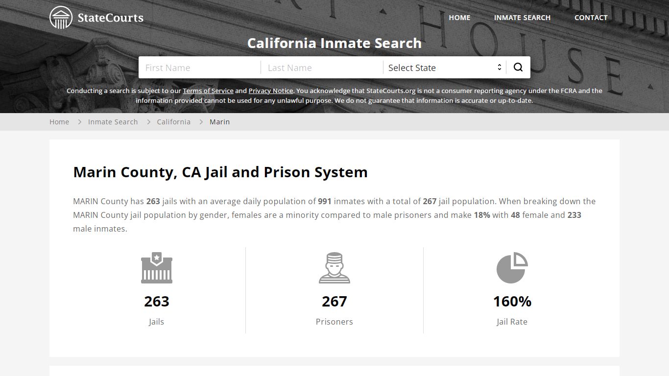 Marin County, CA Inmate Search - StateCourts