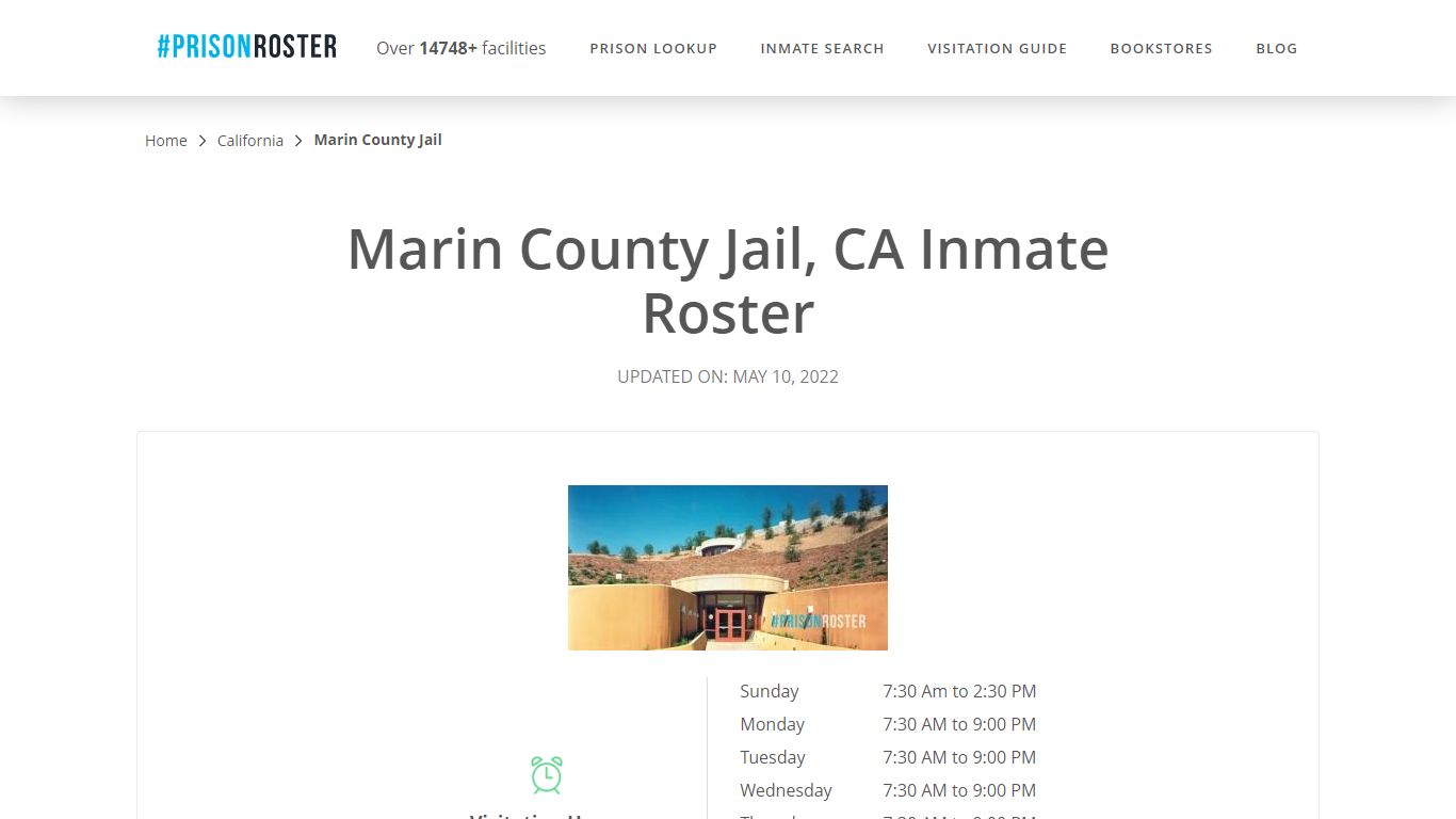 Marin County Jail, CA Inmate Roster